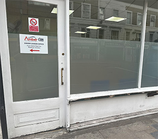 Photograph showing the Amber Cars office. 94a Lee High Road, Lewisham, London, SE13 5PT